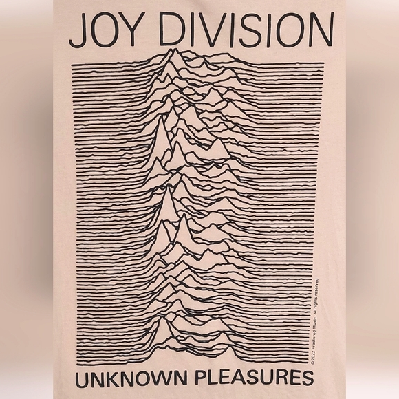 H&M Joy Division Unknown Pleasures Unisex Beige Sleeveless T-shirt EUC Size XS - Picture 3 of 8